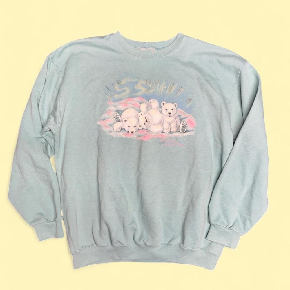Vintage Northern Reflections Sweatshirt Large Seafoam Polar Bear Northern Lights